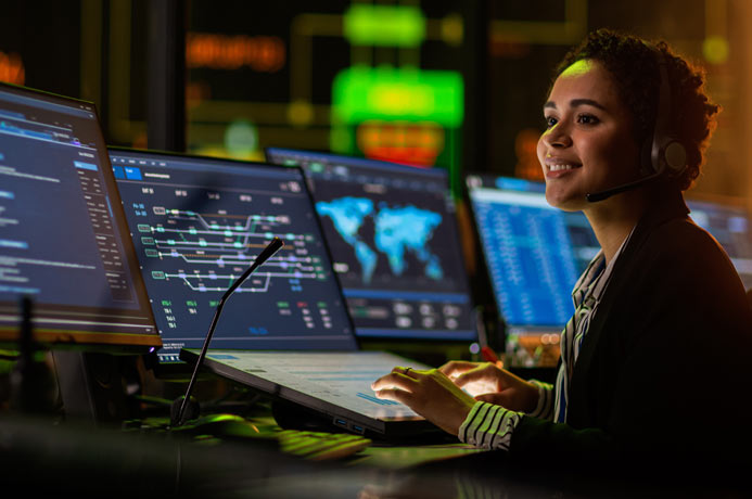 Woman at control centre using ProcessVue alarm management software